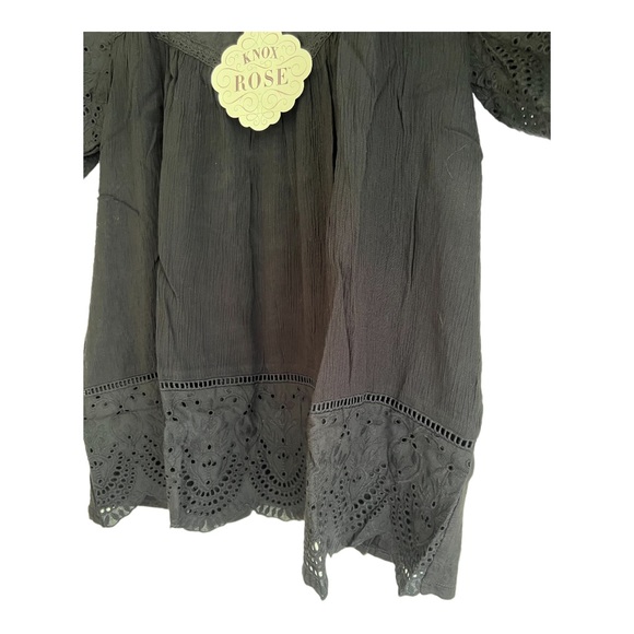 New Knox Rose top short sleeve eyelet peasant cotton black - Picture 11 of 16